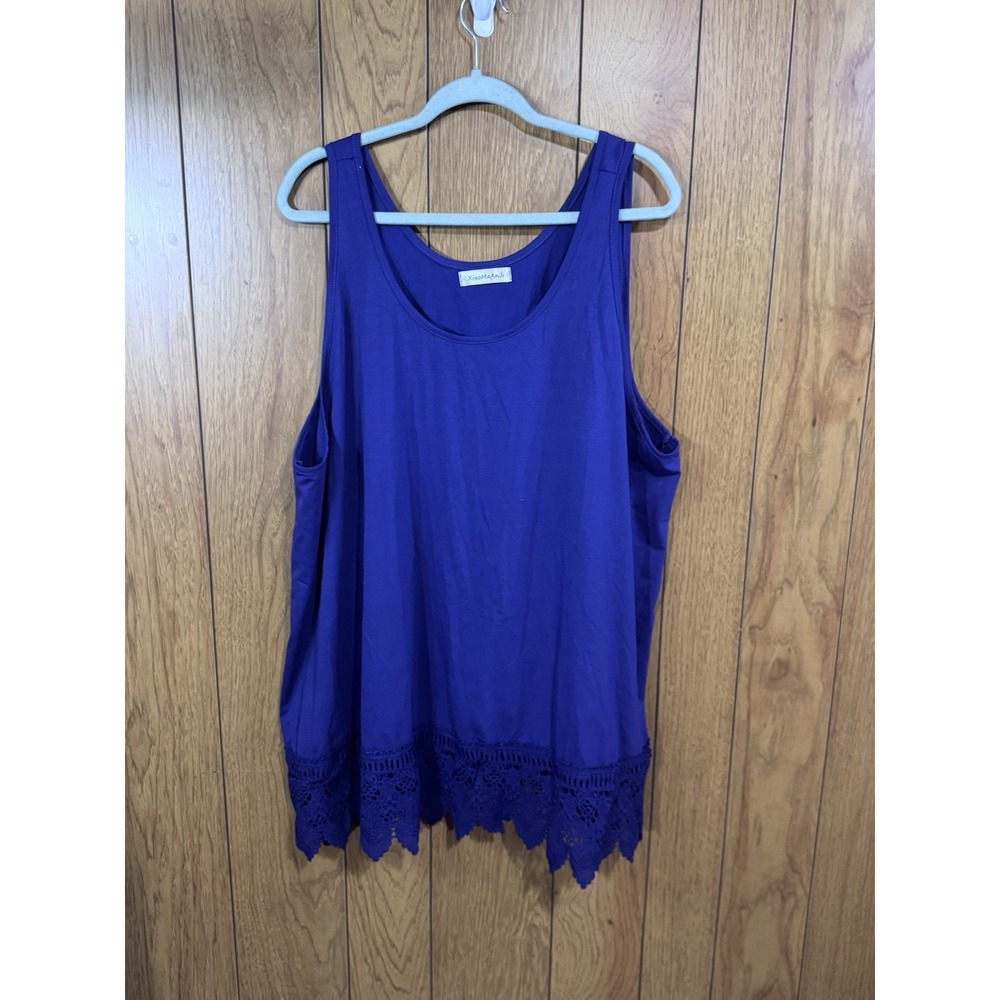 XiaoMaAnJi Womens PurpleBlue Crochet Lace Trim Tank Top Sleeveless Scoop Neck 5X